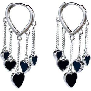 Trendy Coadipress  Black Heart Hoop Earrings For Women's